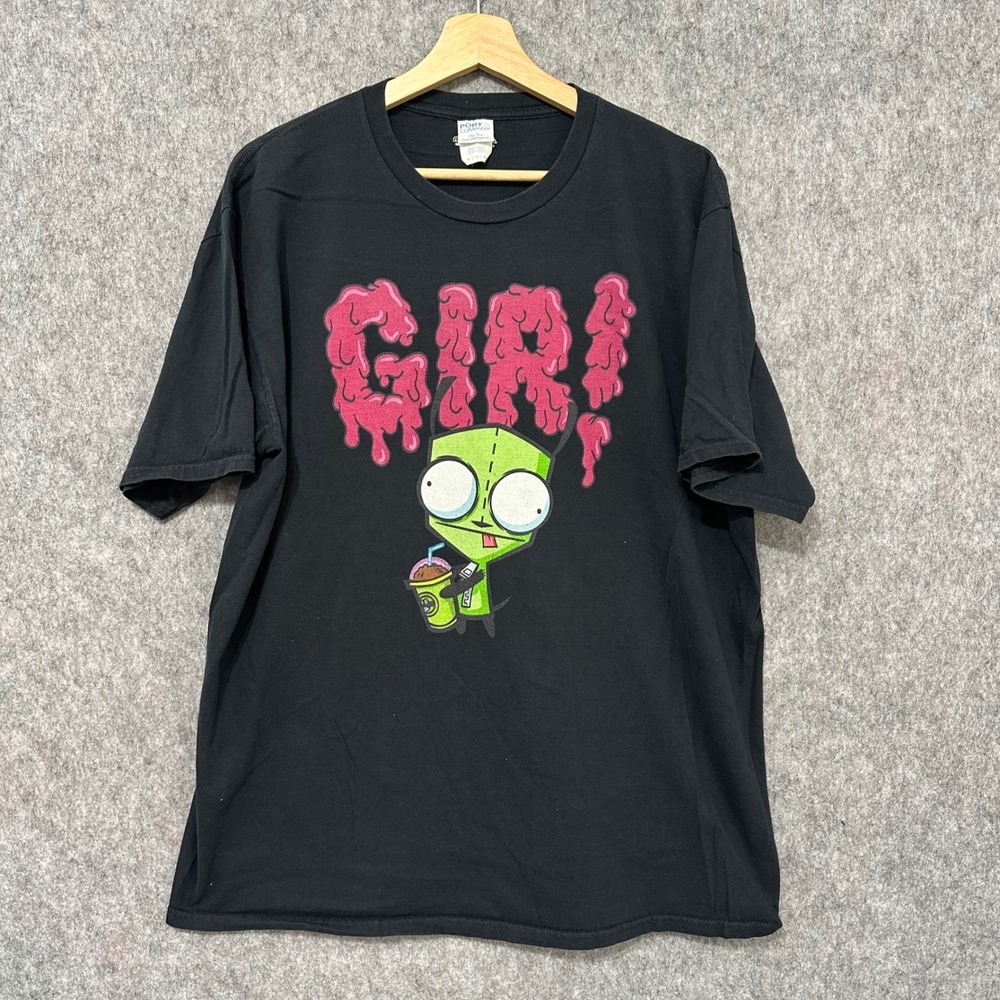 Vintage‎ Invader Zim Gir Black T Shirt Size XL Cartoon Graphic Tee